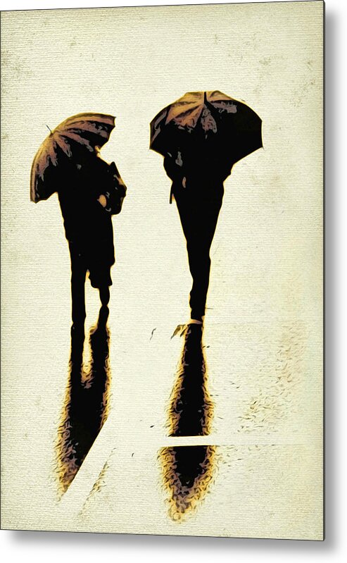 Rain Metal Print featuring the digital art Sepia Rain by Cameron Wood