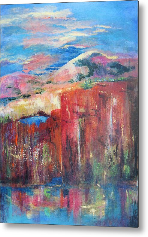 Abstract Landscape Metal Print featuring the painting Shear Imagination by Vicki Brevell