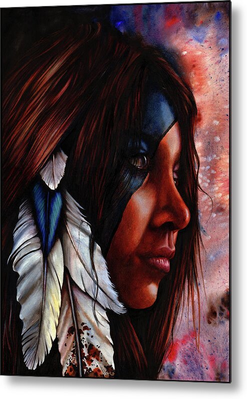 Native Metal Print featuring the painting Silent Grace by Peter Williams