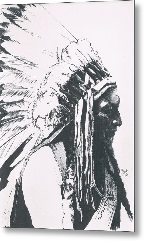 Native American Metal Print featuring the drawing Sitting Bull by Barbara Keith