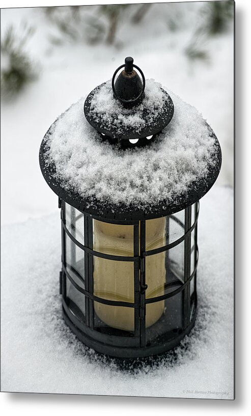 Lamp Metal Print featuring the photograph Snow Covered Lamp by Phil Abrams