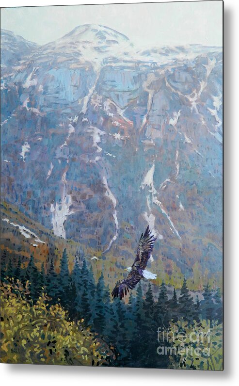 Bald Eagle Metal Print featuring the painting Soaring Eagle by Donald Maier