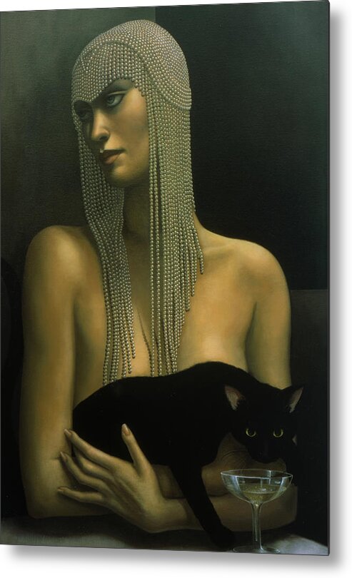 Cat Metal Print featuring the painting Solitare by Jane Whiting Chrzanoska