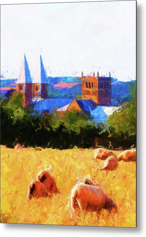 Southwell Minster Prints Metal Print featuring the mixed media Southwell Minster by Ann Leech