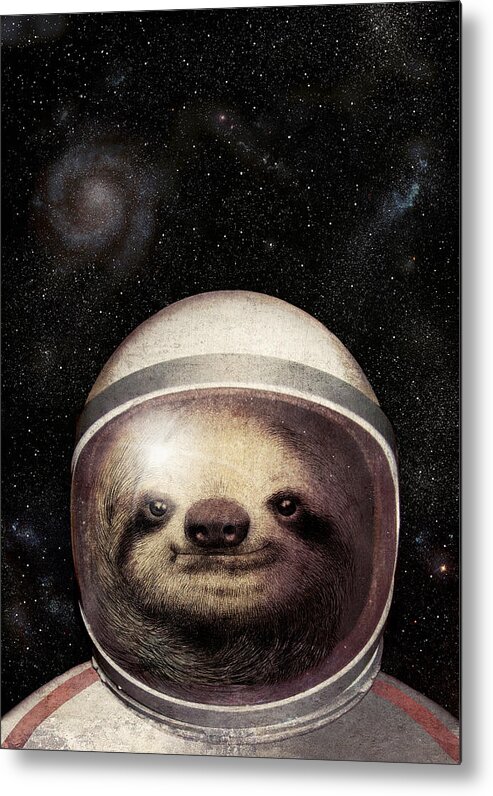 Sloth Metal Print featuring the drawing Space Sloth by Eric Fan