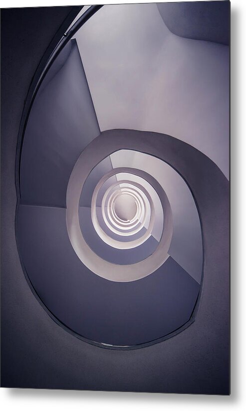 Spiral Staircase Metal Print featuring the photograph Spiral staircase in plum tones by Jaroslaw Blaminsky