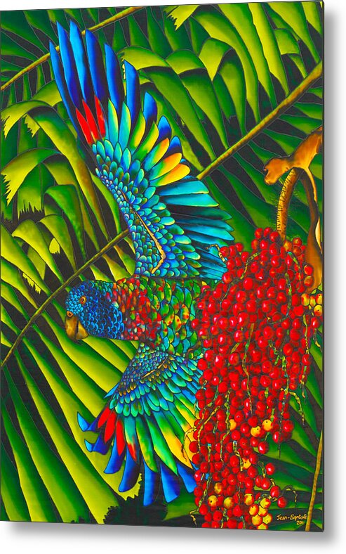 St. Lucia Parrot Metal Print featuring the painting Amazona Versicolor - Exotic Bird by Daniel Jean-Baptiste