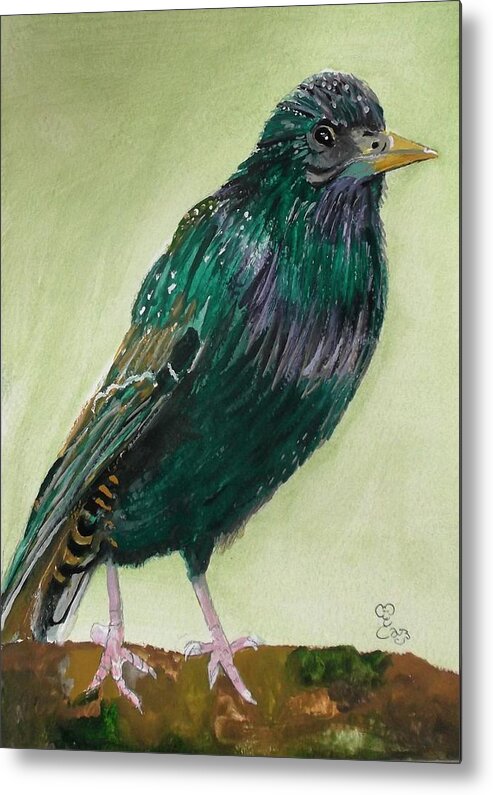 Starling Metal Print featuring the painting Starling by Carole Robins
