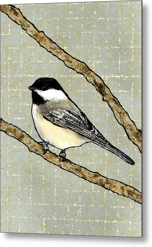 Chickadee Metal Print featuring the painting Steven by Jacqueline Bevan