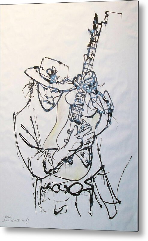 Abstract Metal Print featuring the drawing Stevie by Ernie Scott- Dust Rising Studios