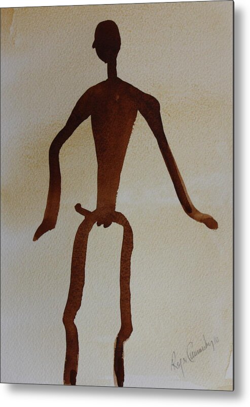  Metal Print featuring the painting StickMan 1 by Roger Cummiskey