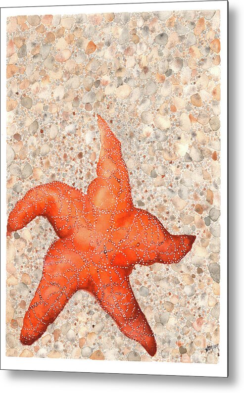 Starfish Metal Print featuring the painting Stranded Starfish by Hilda Wagner
