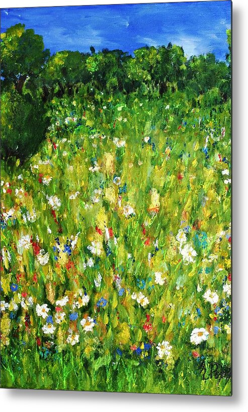 Landscape Metal Print featuring the painting The Glade by Evelina Popilian