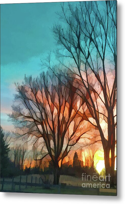 Sunset Metal Print featuring the photograph Sunset In The Country by Kerri Farley