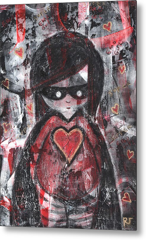 Emo Metal Print featuring the mixed media Super Emo Girl by Roseanne Jones