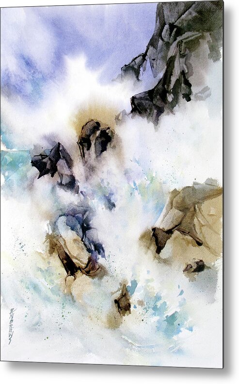 Seascape Metal Print featuring the painting Surf's Up by Rae Andrews