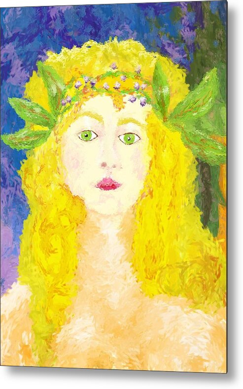 Woman Metal Print featuring the painting Sylph of Spring by Shelley Bain