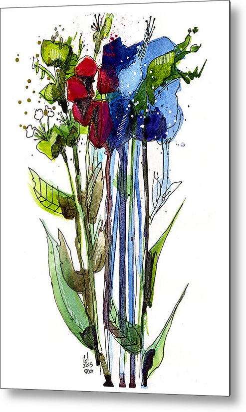 Floral Metal Print featuring the painting Tall Bouquet by Tonya Doughty