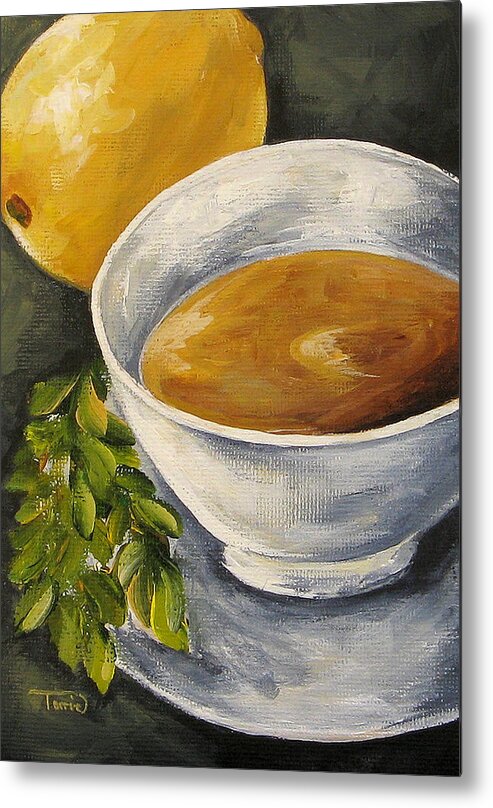 Mint Metal Print featuring the painting Tea with Mint and Lemon by Torrie Smiley