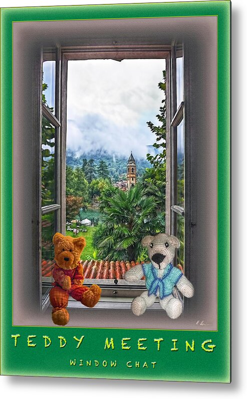 Bears Metal Print featuring the photograph Teddy's Window Chat by Hanny Heim