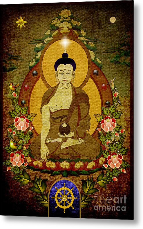 Buddha Metal Print featuring the drawing Thangka painting by Alexa Szlavics