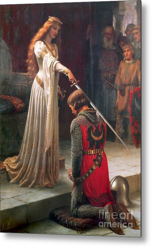 Edmund Blair Leighton Metal Print featuring the painting The Accolade by MotionAge Designs
