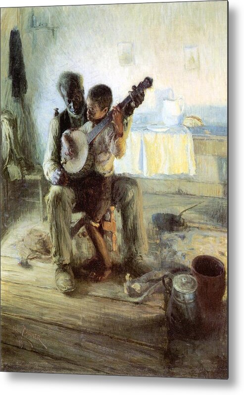 Black Art For Sale Metal Print featuring the painting The Banjo Lesson by Henry Ossawa Tanner