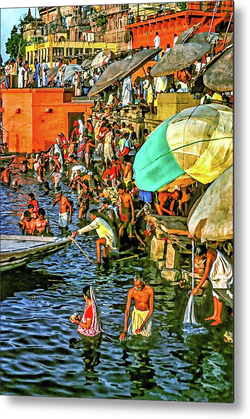 Varanasi Metal Print featuring the photograph The Bathing Ghats by Steve Harrington