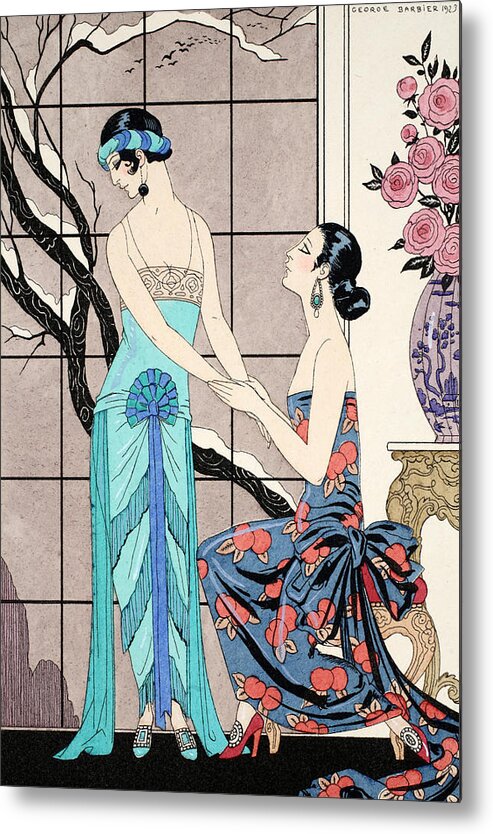 Barbier Metal Print featuring the drawing The Difficult Admission by Georges Barbier