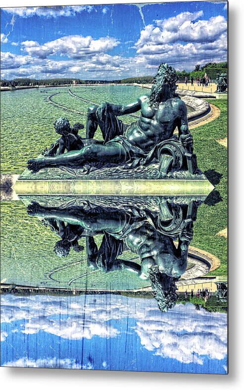 The Garonne Metal Print featuring the photograph The Garonne Bronze Statue Versailles Paris France Sculpture by Beverly Claire Kaiya