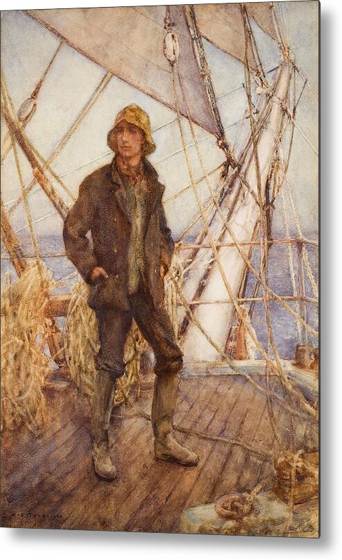 Henry Scott Tuke Metal Print featuring the painting The Lookout Man by Henry Scott Tuke