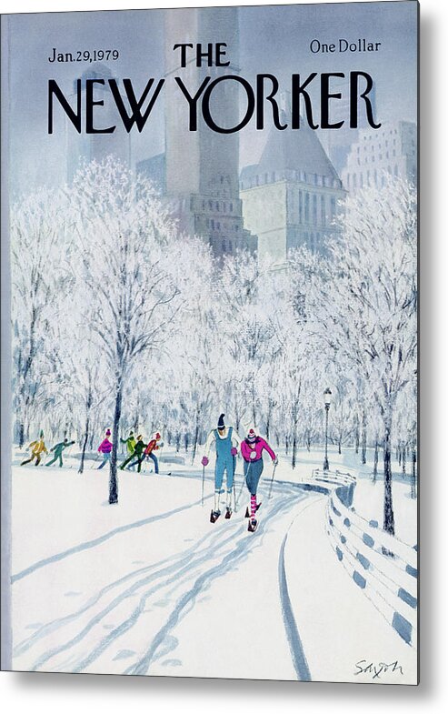Sports Metal Print featuring the painting New Yorker January 29th, 1979 by Charles Saxon
