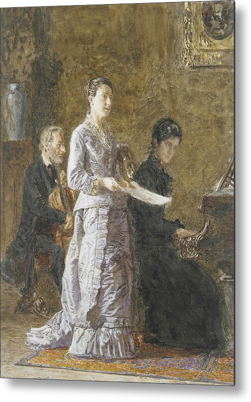19th Century Art Metal Print featuring the drawing The Pathetic Song by Thomas Eakins