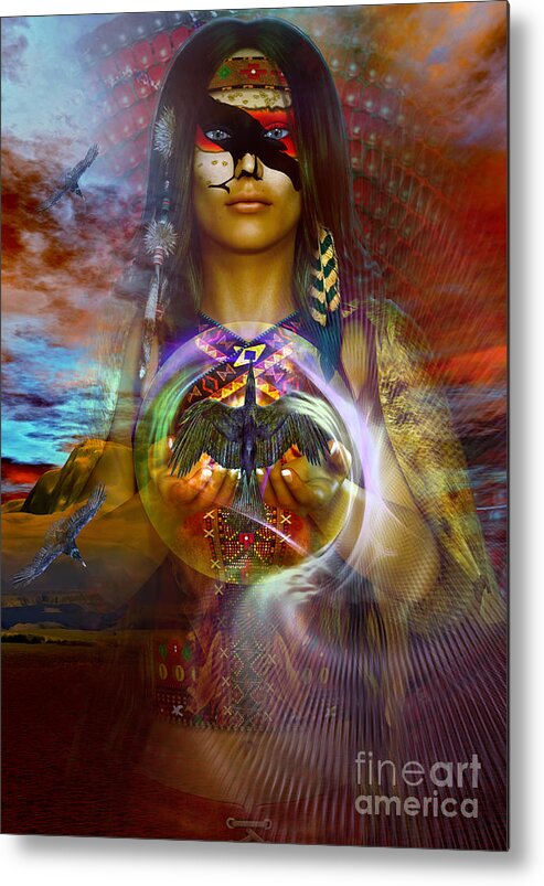 Raven Metal Print featuring the digital art the RAVEN spirit by Shadowlea Is