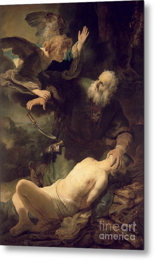Rembrandt Metal Print featuring the painting The Sacrifice of Abraham by Rembrandt
