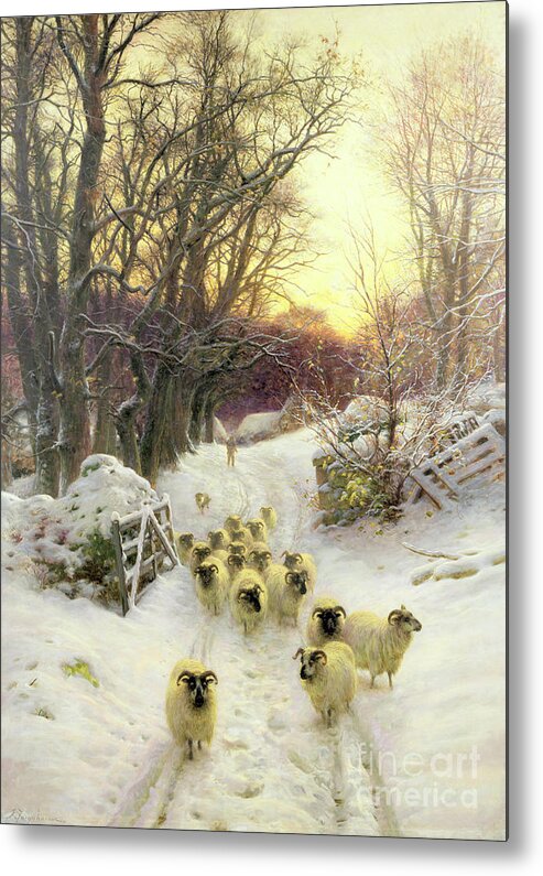 Sunset Metal Print featuring the painting The Sun Had Closed the Winter's Day by Joseph Farquharson