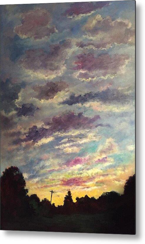 Sky Metal Print featuring the painting The Trumpet of God La Trompeta de Dios by Rand Burns