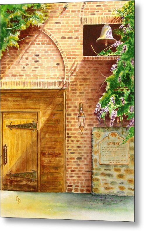 Winery Metal Print featuring the painting The Winery by Karen Fleschler