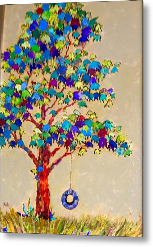Tree Metal Print featuring the painting Tired Tree by Phiddy Webb