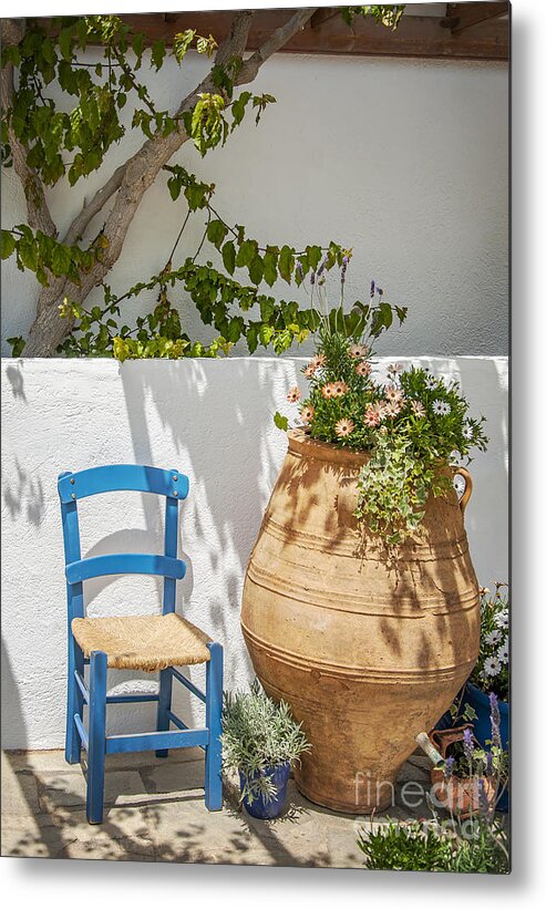 Makrigialos Metal Print featuring the photograph Traditional greek veranda by Sophie McAulay
