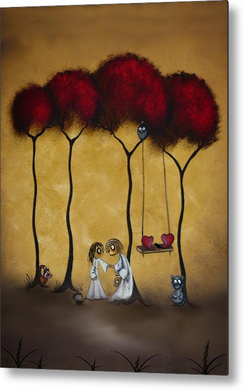 Whimsical Art Metal Print featuring the painting Two Hearts by Charlene Zatloukal