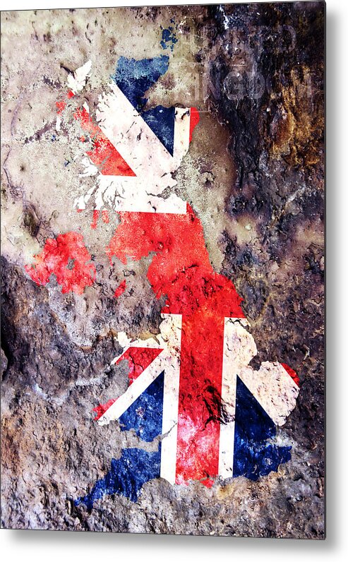 Uk Metal Print featuring the digital art UK Flag Map by Michael Tompsett