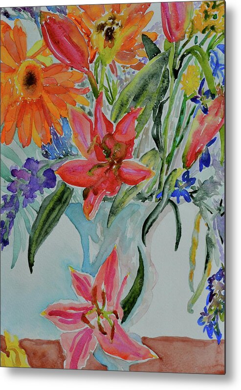 Bouquet Metal Print featuring the painting Uncontainable by Beverley Harper Tinsley