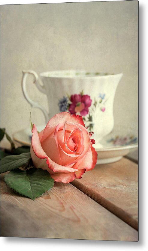 Rose Metal Print featuring the photograph Unfinished tea by Jaroslaw Blaminsky
