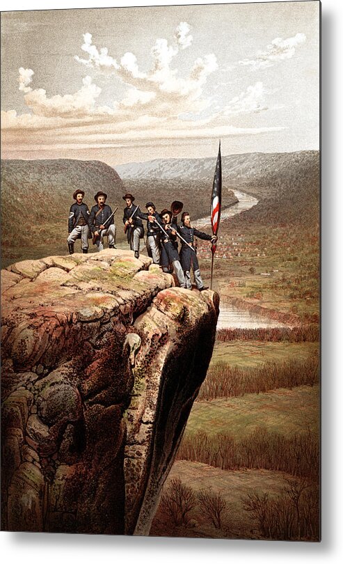 Civil War Metal Print featuring the painting Union Soldiers On Lookout Mountain by War Is Hell Store