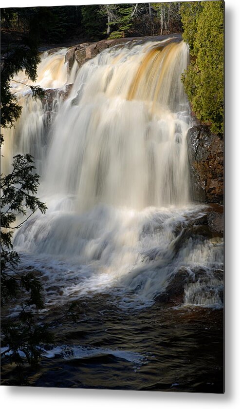 Goseberry Falls State Park Metal Print featuring the photograph Upper Falls Gooseberry River 2 by Larry Ricker