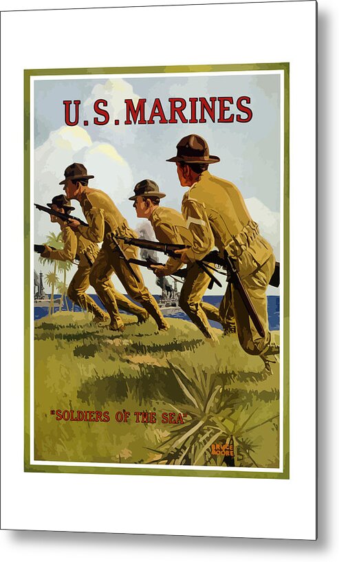 Marines Metal Print featuring the painting US Marines - Soldiers Of The Sea by War Is Hell Store