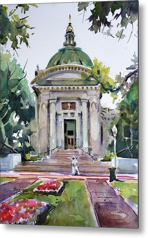 Usna Metal Print featuring the painting US Naval Academy Chapel by Spencer Meagher