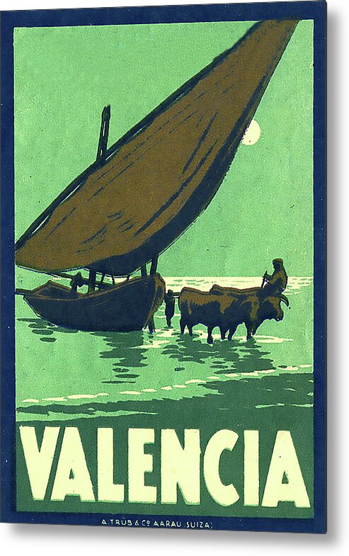 Valencia Metal Print featuring the painting Valencia Spain, fishing boat by Long Shot