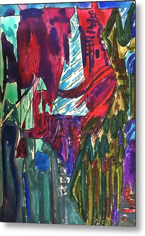Abstract Metal Print featuring the painting Valentine's Day by Angela Weddle